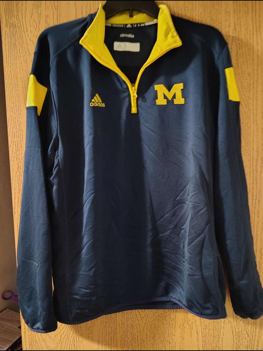 adidas Navy and Yellow Climalite 1/4 Zip Pullover